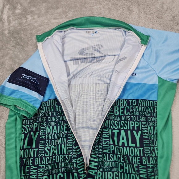Primal Shirt VBT Biking Vacations Mens Medium Blue Green Xanterra Cycling Jersey - Picture 6 of 14